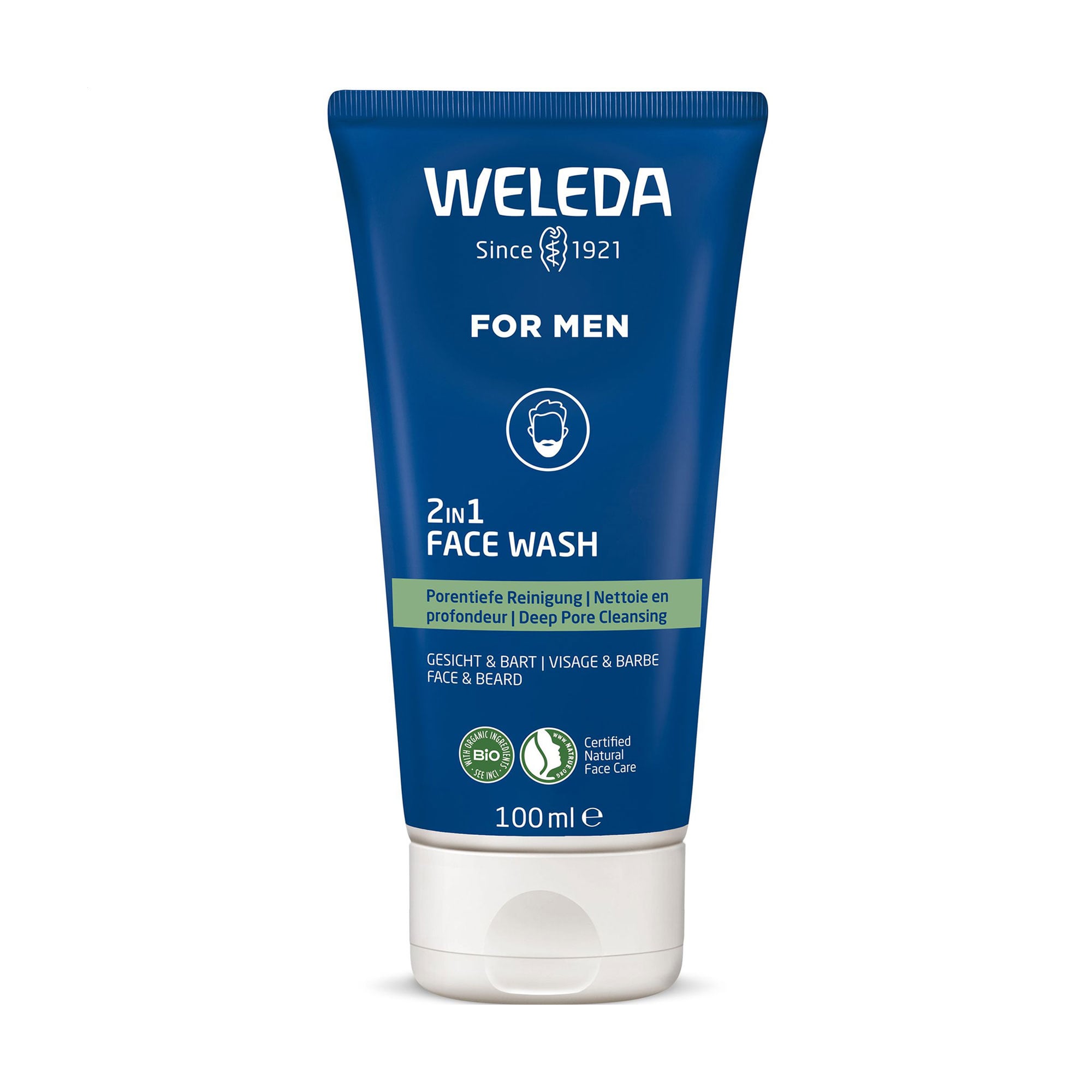 Чоловічий очищувальний гель 2 в 1 для обличчя та бороди Weleda For Men Face Wash, 100 мл